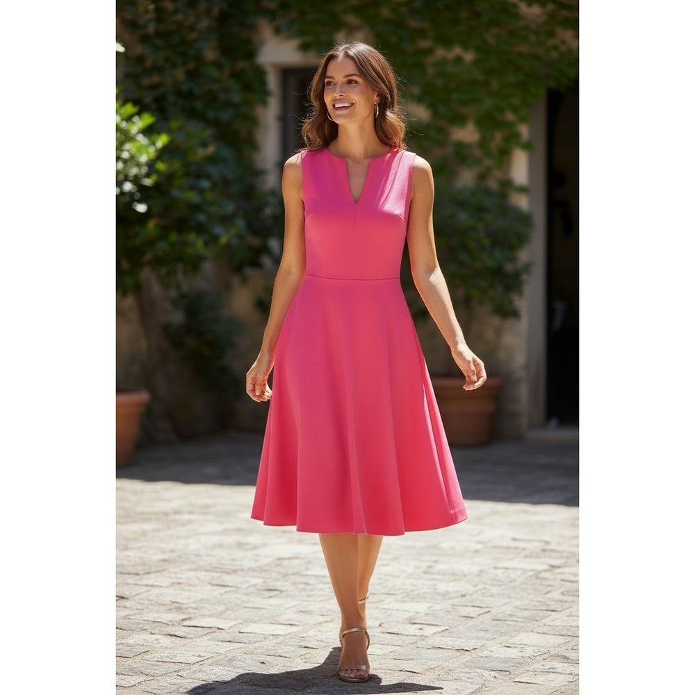 The Limited Fuchsia Pink Fit and Flare Dress SZ XS Stretchy Pullover Comfy #028